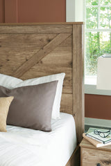 Shurlee Light Brown Queen Crossbuck Panel Bed - Ella Furniture