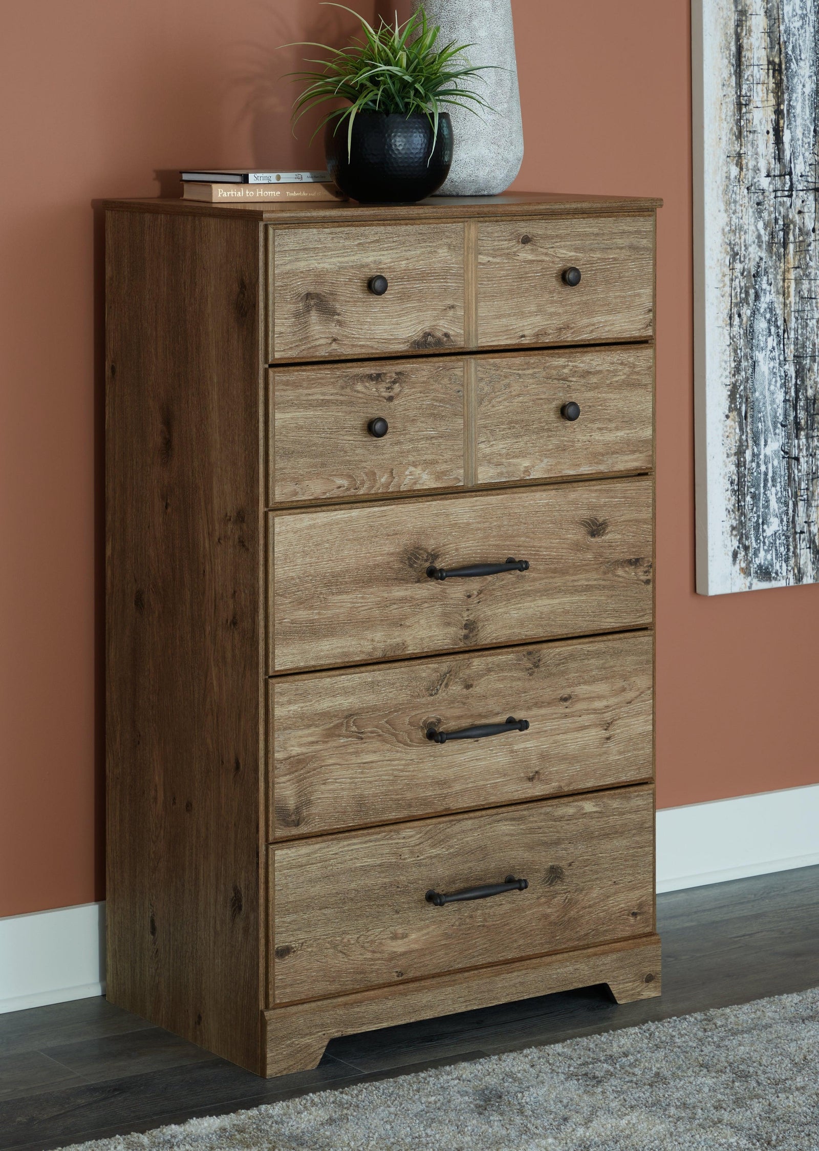 Shurlee Light Brown Chest Of Drawers - Ella Furniture