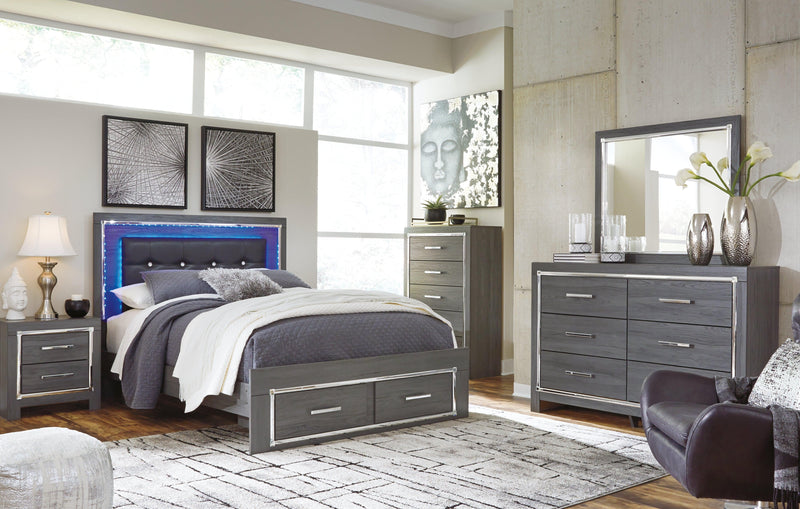 Lodanna Gray Queen Panel Bed With 2 Storage Drawers - Ella Furniture