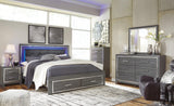 Lodanna Gray King Panel Bed With 2 Storage Drawers - Ella Furniture