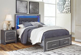 Lodanna Gray Queen Panel Bed With 2 Storage Drawers - Ella Furniture