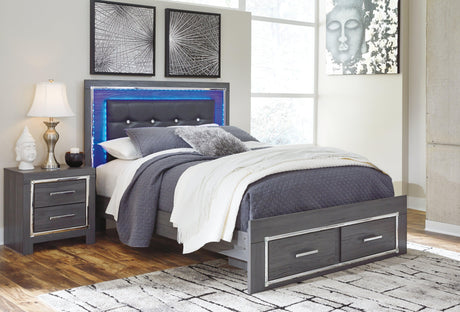 Lodanna Gray Queen Panel Bed With 2 Storage Drawers - Ella Furniture