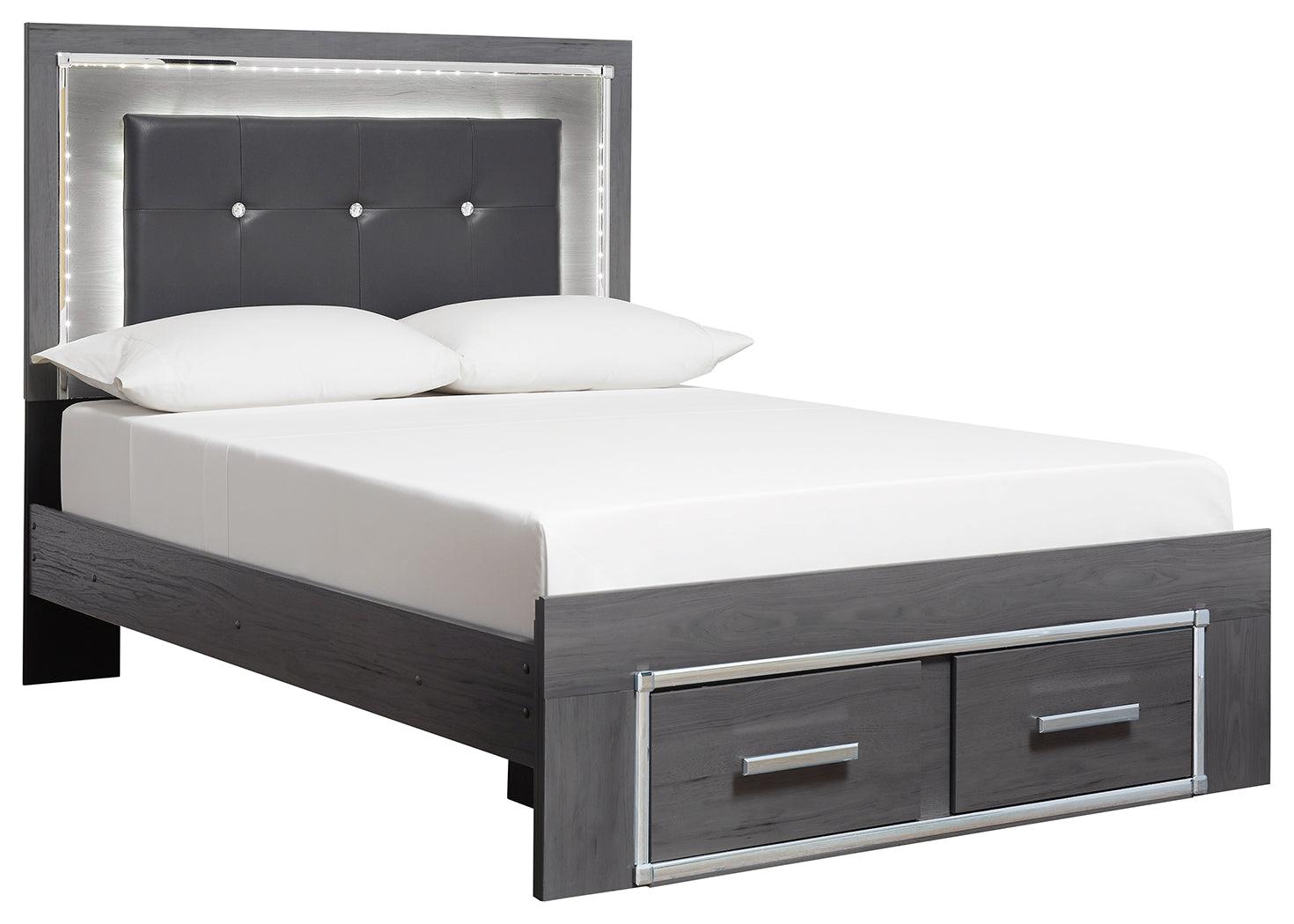 Lodanna Gray Full Panel Bed With 2 Storage Drawers - Ella Furniture