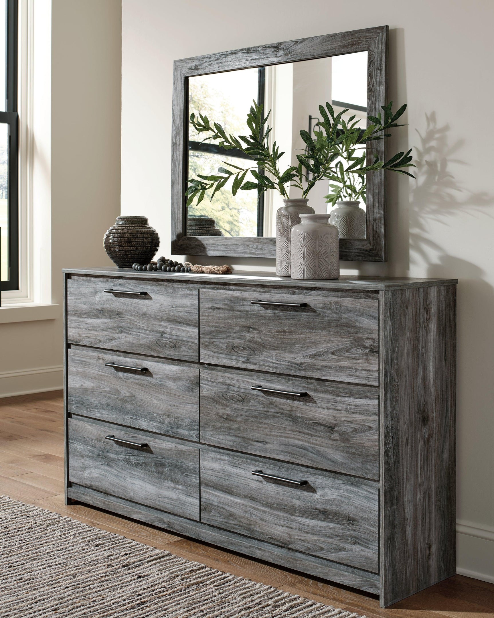 Baystorm Gray Dresser And Mirror - Ella Furniture