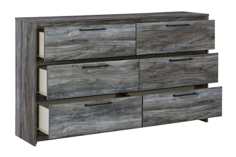 Baystorm Gray Dresser front profile with antiqued gunmetal handles