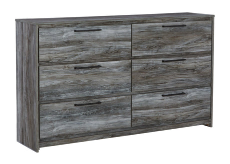Baystorm Gray Dresser drawer open showing faux linen interior