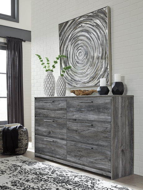Baystorm Gray Dresser full front view in room setting