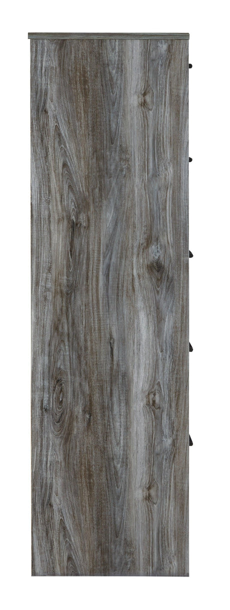 Side profile of Baystorm Gray 5-Drawer Chest