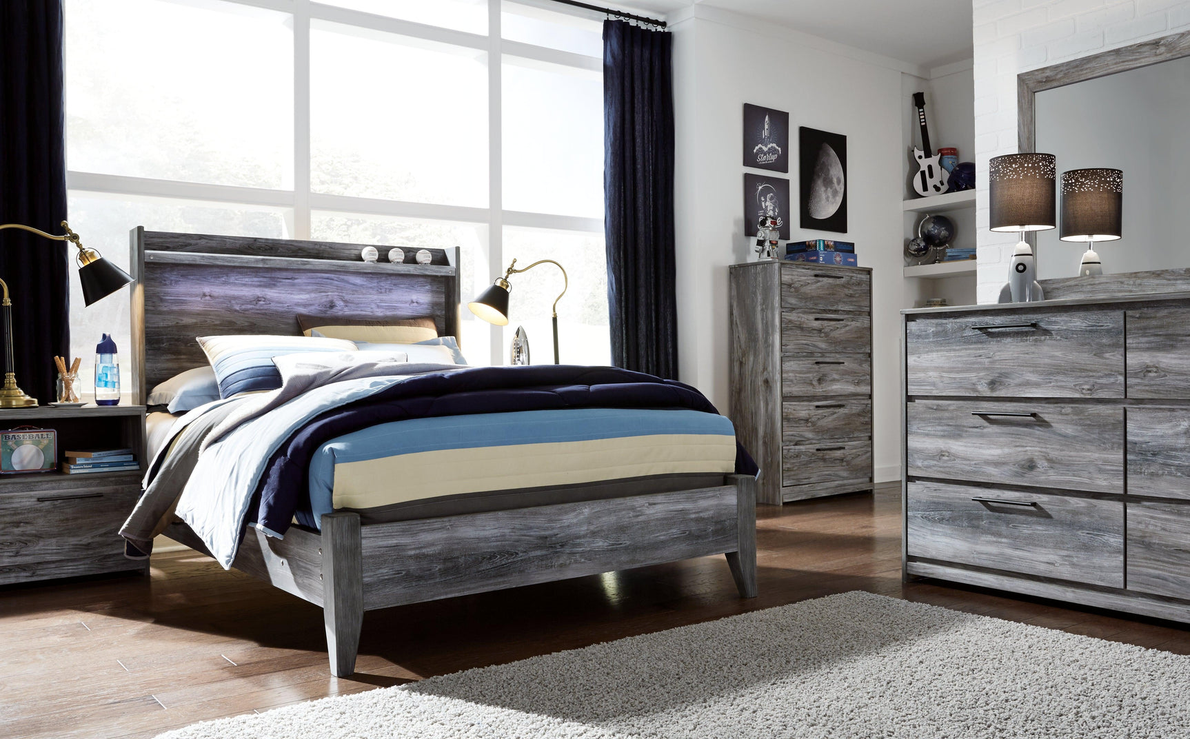 Baystorm Gray Full Panel Bed - Ella Furniture