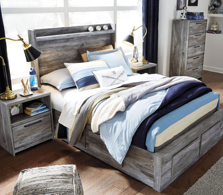 Baystorm Gray Full Panel Bed With 4 Storage Drawers - Ella Furniture
