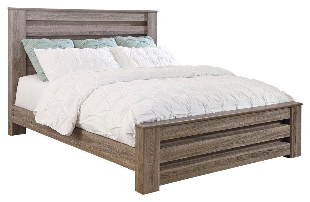 Zelen Warm Gray Queen Panel Bed - Ella Furniture