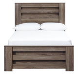 Zelen Warm Gray Full Panel Bed - Ella Furniture