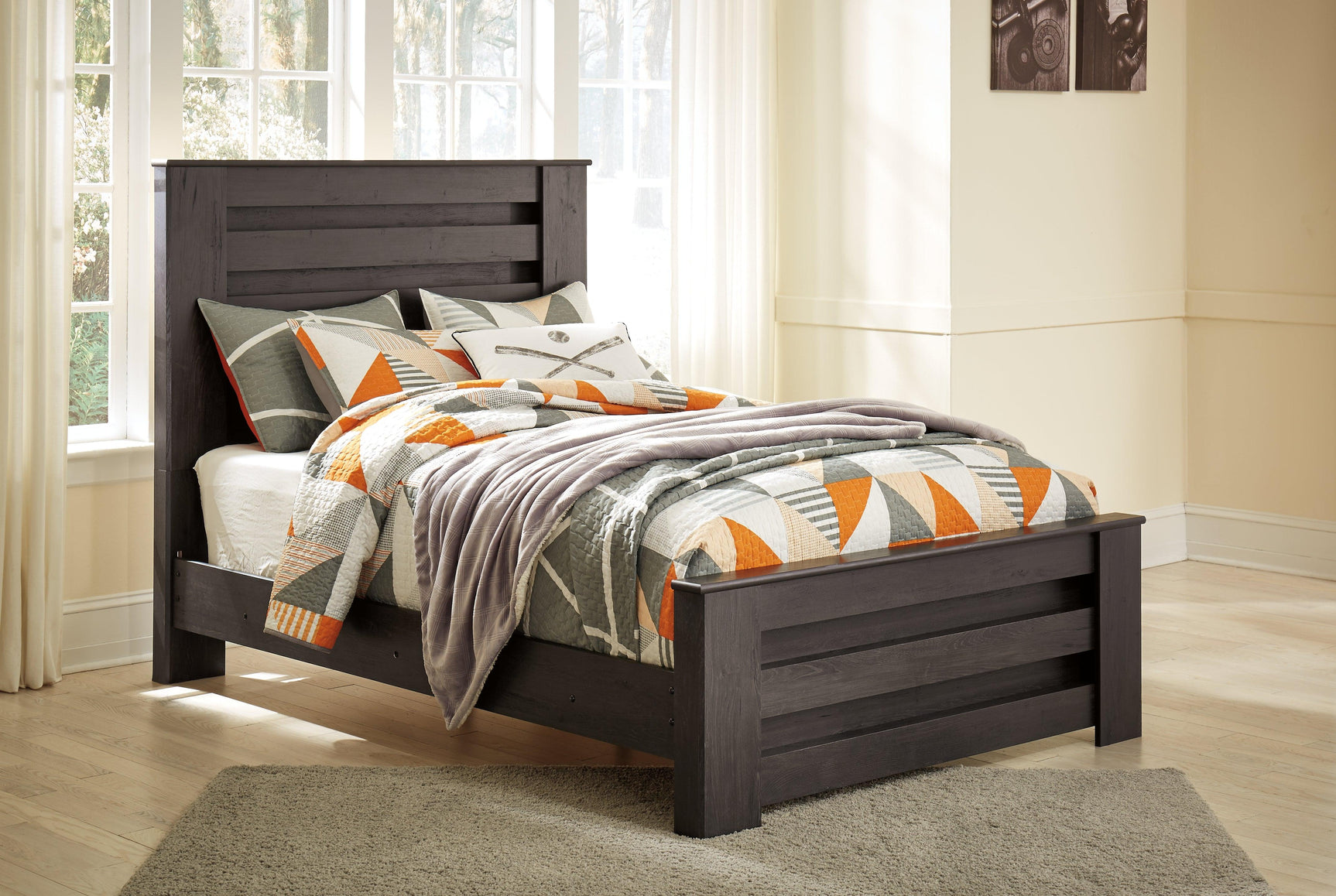 Brinxton Charcoal Full Panel Bed - Ella Furniture