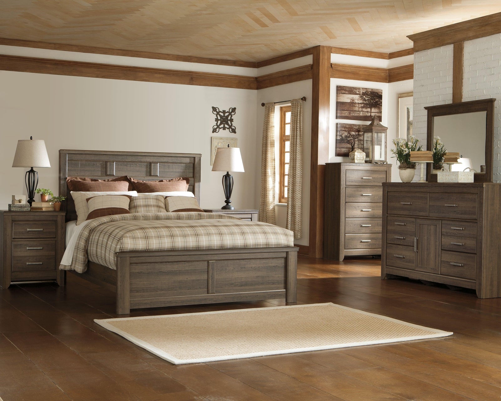 Juararo Dark Brown Queen Panel Bed - Ella Furniture