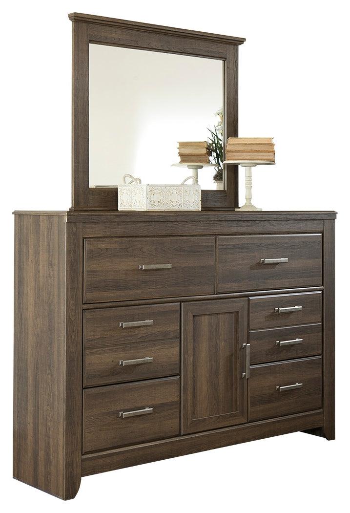 Juararo Dark Brown Dresser And Mirror - Ella Furniture