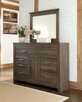 Juararo Dark Brown Dresser And Mirror - Ella Furniture