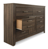 Juararo Dark Brown Dresser And Mirror - Ella Furniture