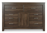 Juararo Dark Brown Dresser And Mirror - Ella Furniture