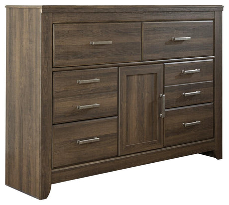 Juararo Dark Brown Dresser six drawers detail