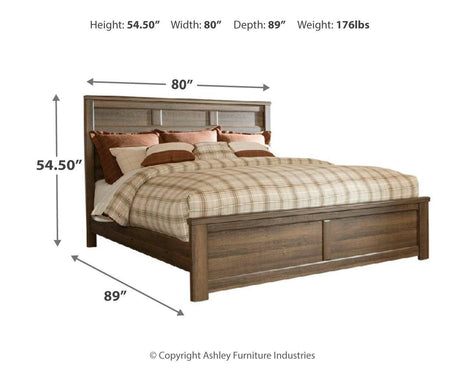 Juararo Dark Brown King Panel Bed - Ella Furniture