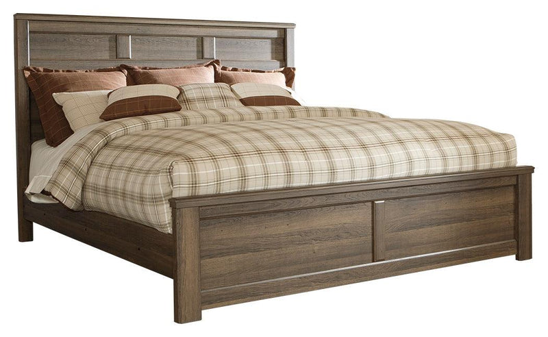Juararo Dark Brown King Panel Bed - Ella Furniture