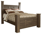 Juararo Dark Brown Queen Poster Bed - Ella Furniture