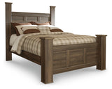 Juararo Dark Brown Queen Poster Bed - Ella Furniture