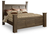 Juararo Dark Brown King Poster Bed - Ella Furniture