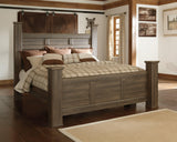 Juararo Dark Brown King Poster Bed - Ella Furniture