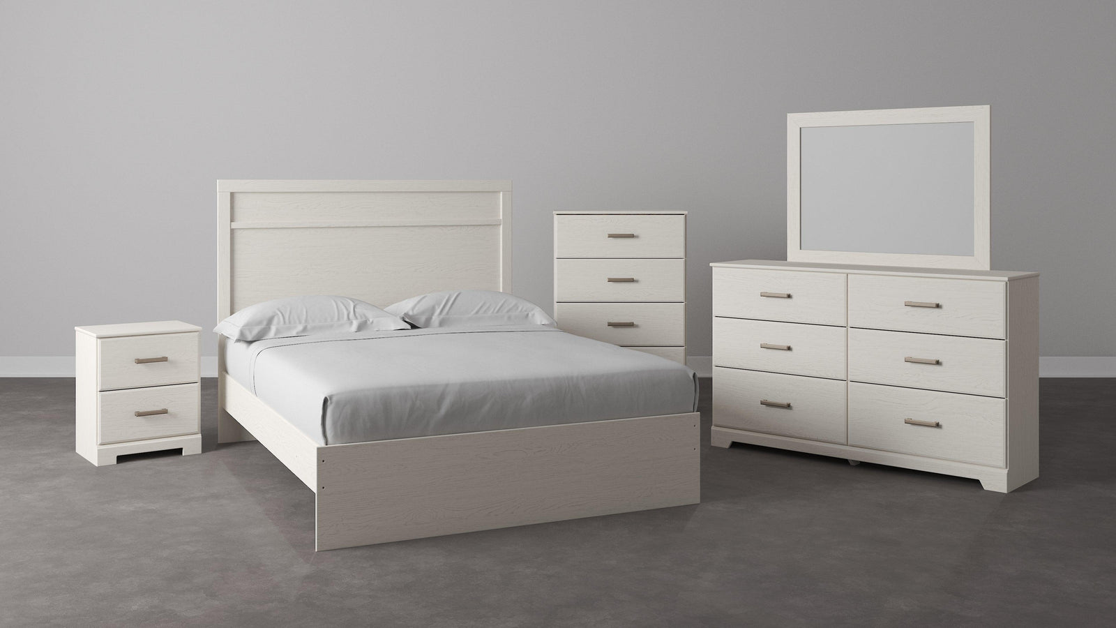 Stelsie White Dresser And Mirror - Ella Furniture