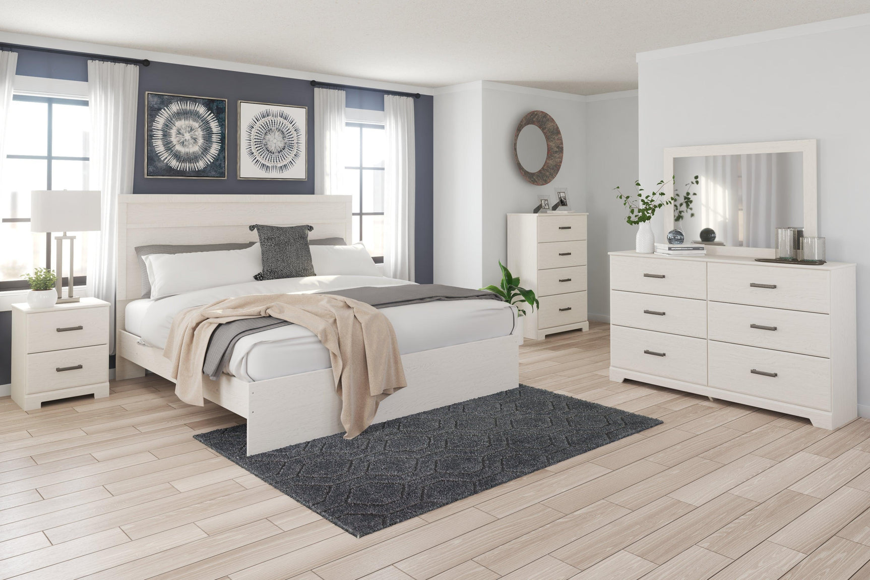 Stelsie White King Panel Bed - Ella Furniture