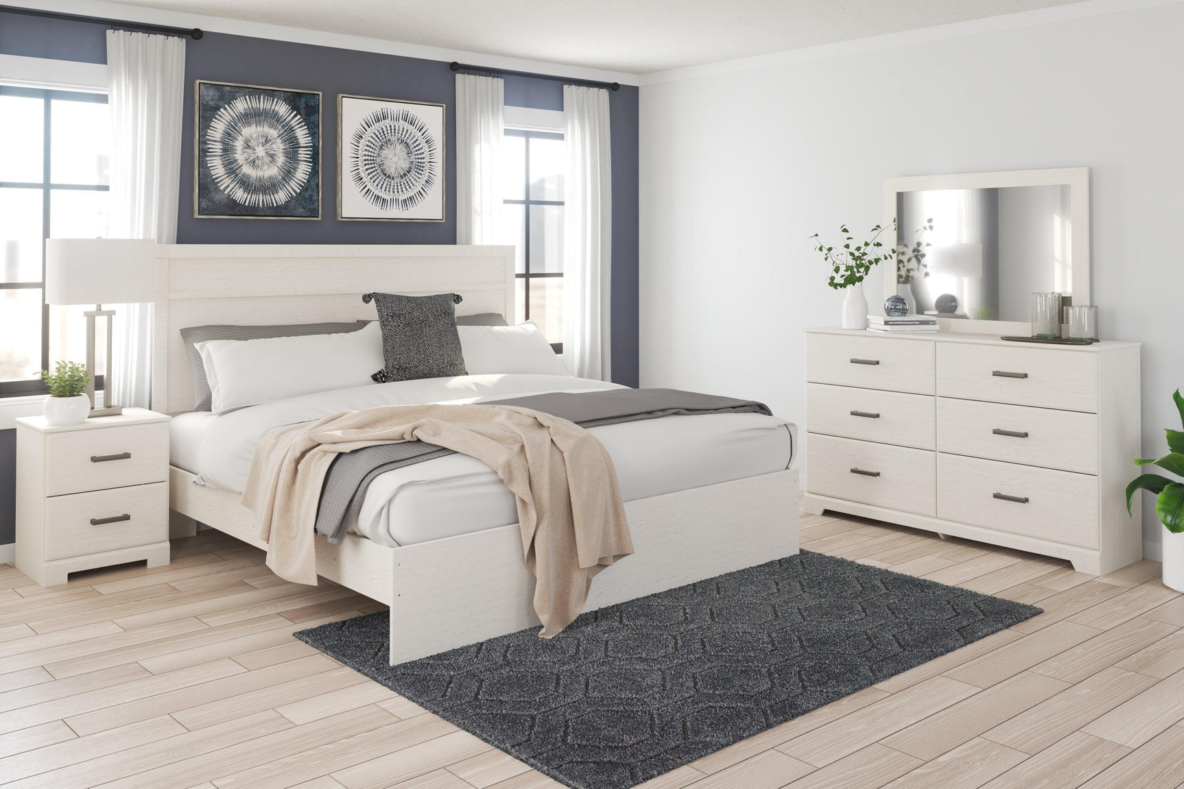 Stelsie White King Panel Bed - Ella Furniture