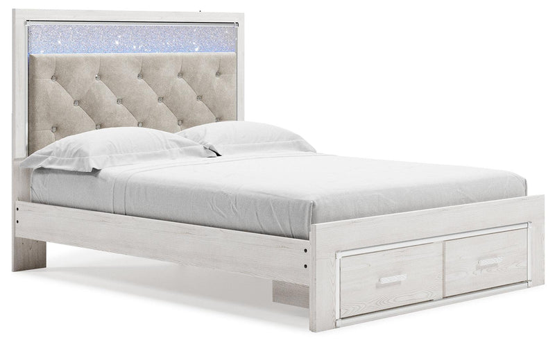 Altyra White Queen Upholstered Storage Bed - Ella Furniture