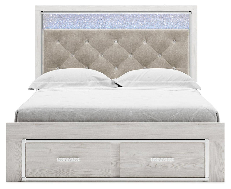 Altyra White Queen Upholstered Storage Bed - Ella Furniture