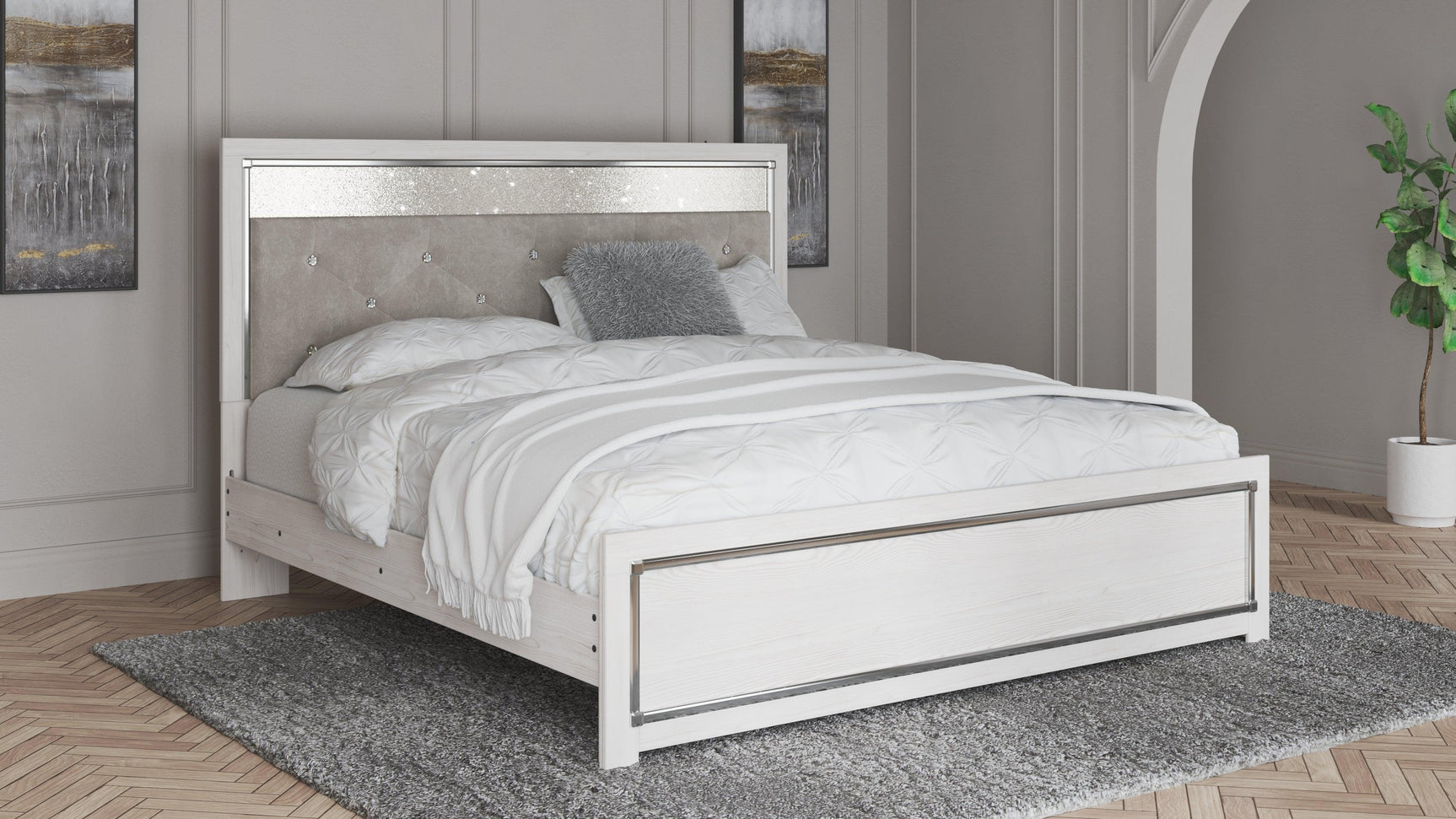 Altyra White King Panel Bed - Ella Furniture