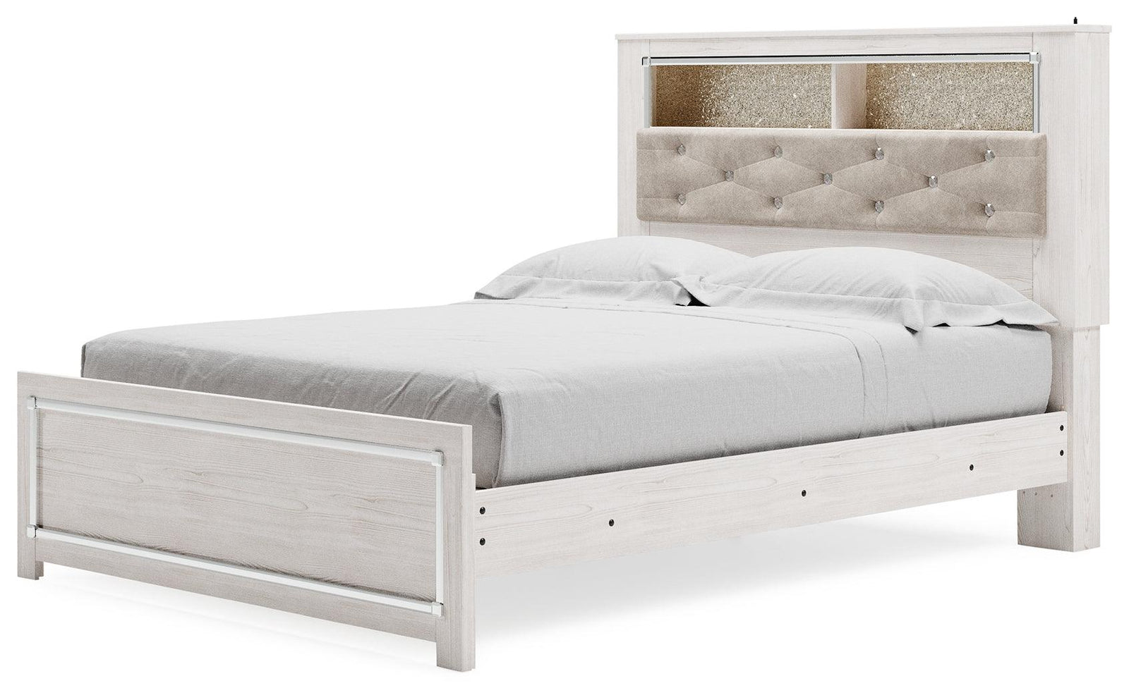 Altyra White Queen Panel Bookcase Bed - Ella Furniture