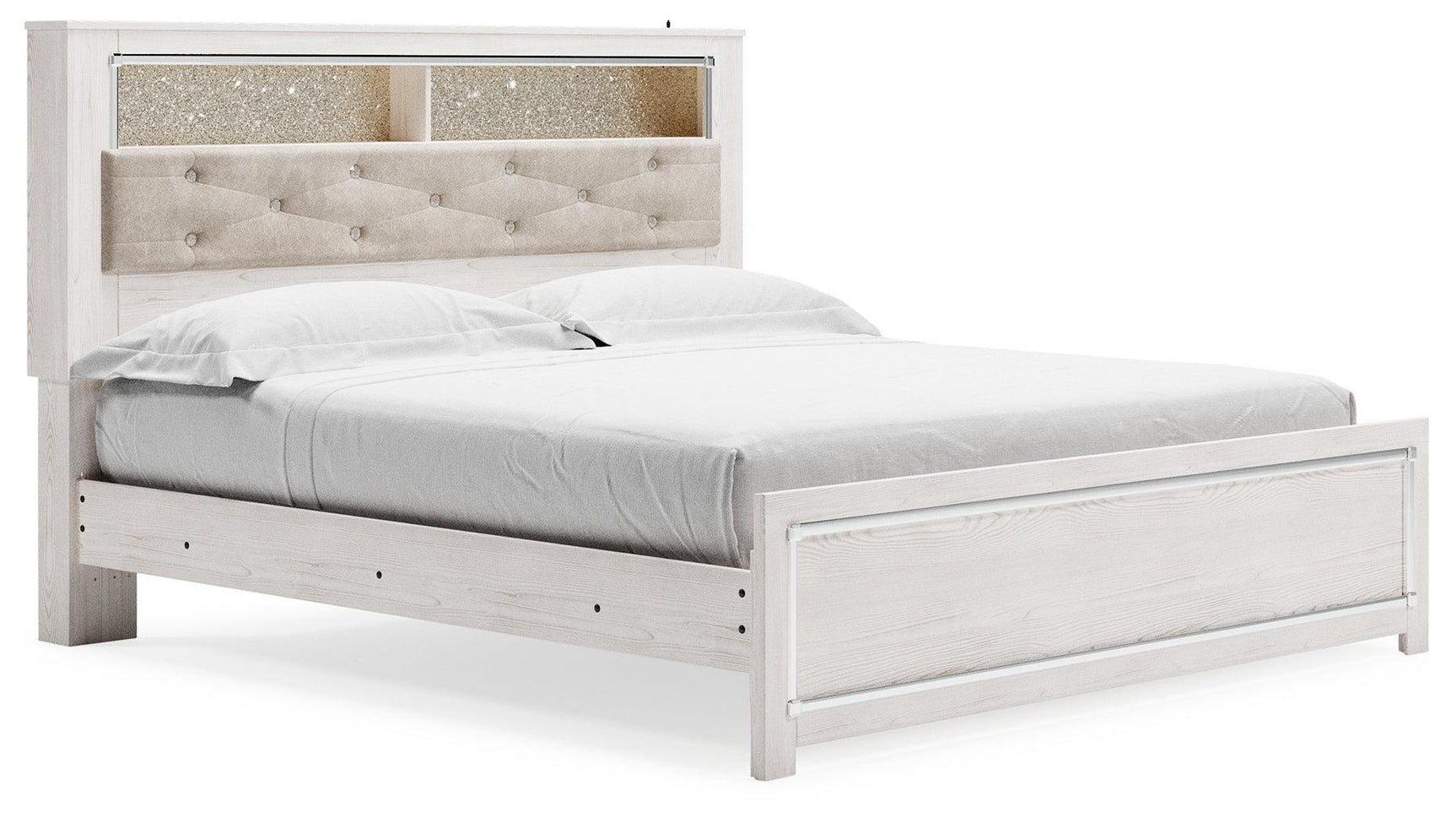 Altyra White King Panel Bookcase Bed - Ella Furniture