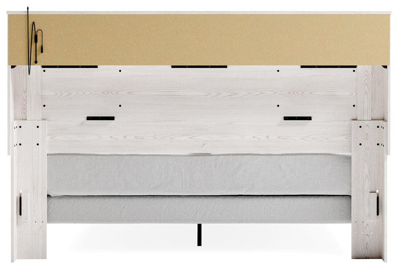 Altyra White King Panel Bookcase Bed - Ella Furniture