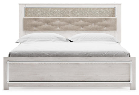 Altyra White King Panel Bookcase Bed - Ella Furniture