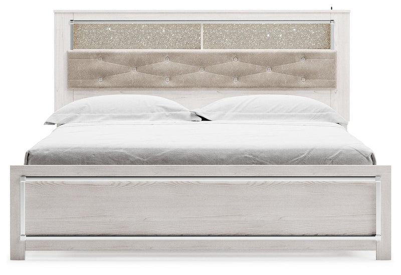 Altyra White King Panel Bookcase Bed - Ella Furniture