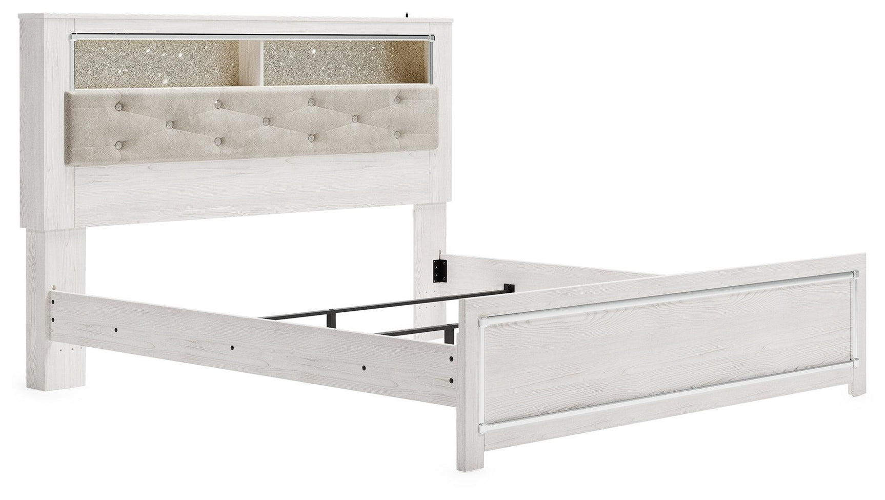 Altyra White King Panel Bookcase Bed - Ella Furniture