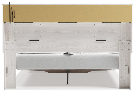 Altyra White King Upholstered Bookcase Bed With Storage - Ella Furniture