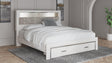 Altyra White King Upholstered Bookcase Bed With Storage - Ella Furniture