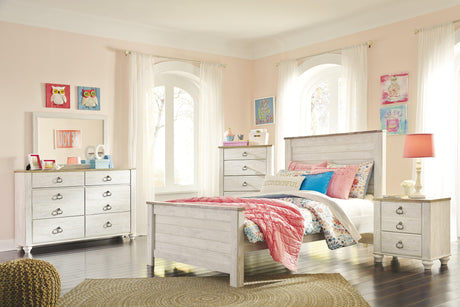 Willowton Whitewash Full Panel Bed - Ella Furniture