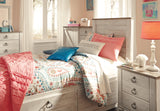 Willowton Whitewash Twin Panel Bed With 2 Storage Drawers - Ella Furniture