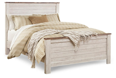 Willowton Whitewash Queen Panel Bed - Ella Furniture