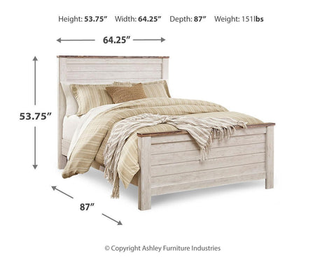 Willowton Whitewash Queen Panel Bed - Ella Furniture