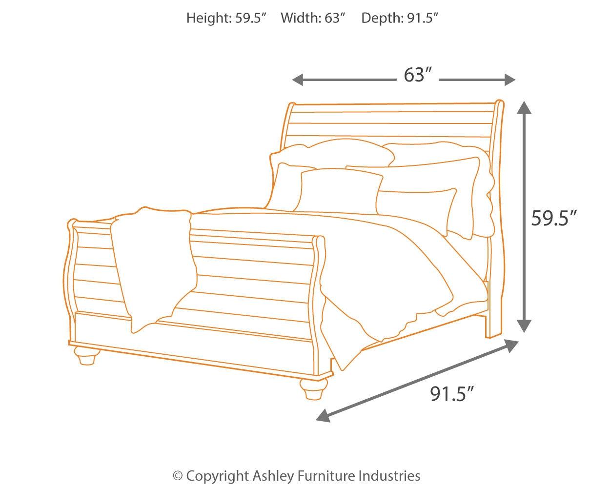 Willowton Whitewash Queen Sleigh Bed B267B4 - Ella Furniture