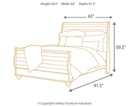 Willowton Whitewash Queen Sleigh Bed B267B4 - Ella Furniture