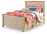 Willowton Whitewash Twin Panel Bed With 2 Storage Drawers - Ella Furniture